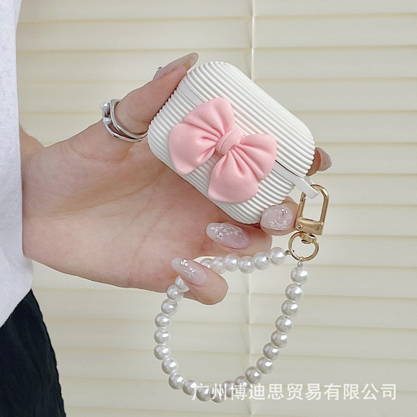 Strip Silicone Bow Hand Bead Rope AirPods Cover for Girls - Image 2