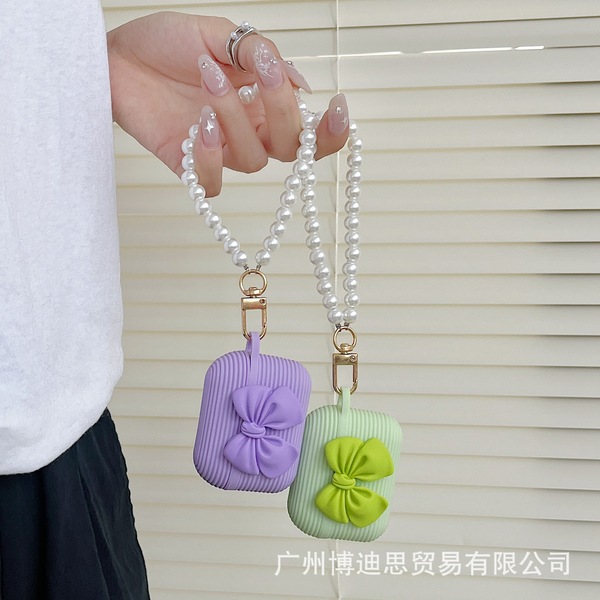 Strip Silicone Bow Hand Bead Rope AirPods Cover for Girls - Image 4